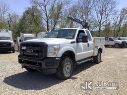 (Smock, PA) 2014 Ford F350 4x4 Extended-Cab Service Truck Runs & Moves, Crane Operates, Check Engine