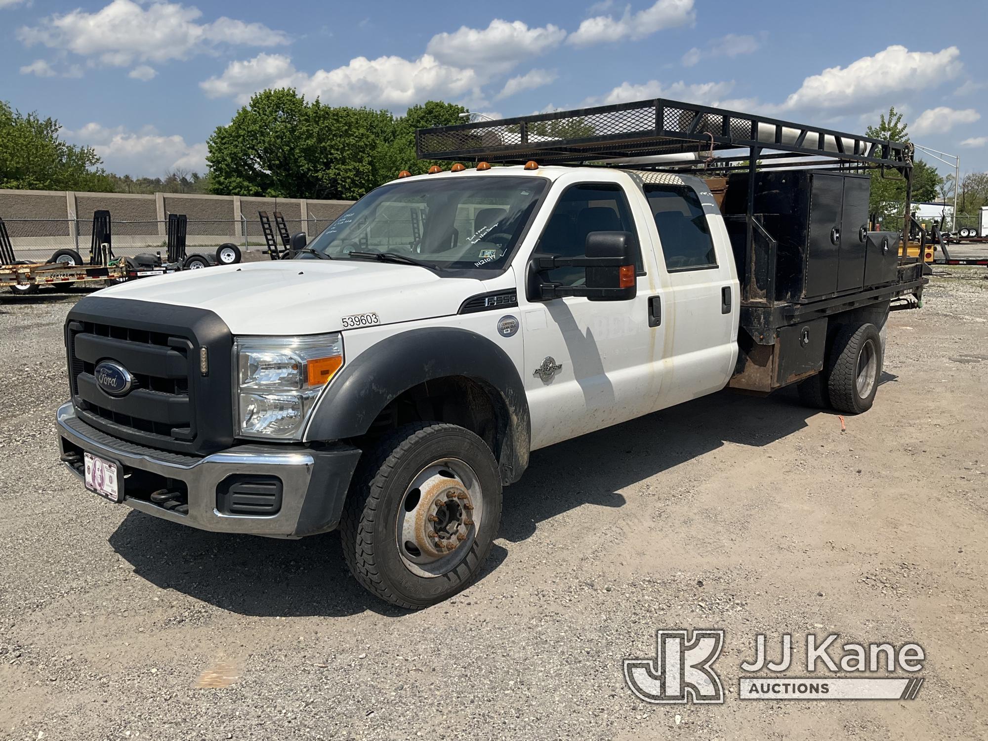 (Plymouth Meeting, PA) 2016 Ford F550 4x4 Crew-Cab Flatbed Truck Runs & Moves, Body & Rust Damage