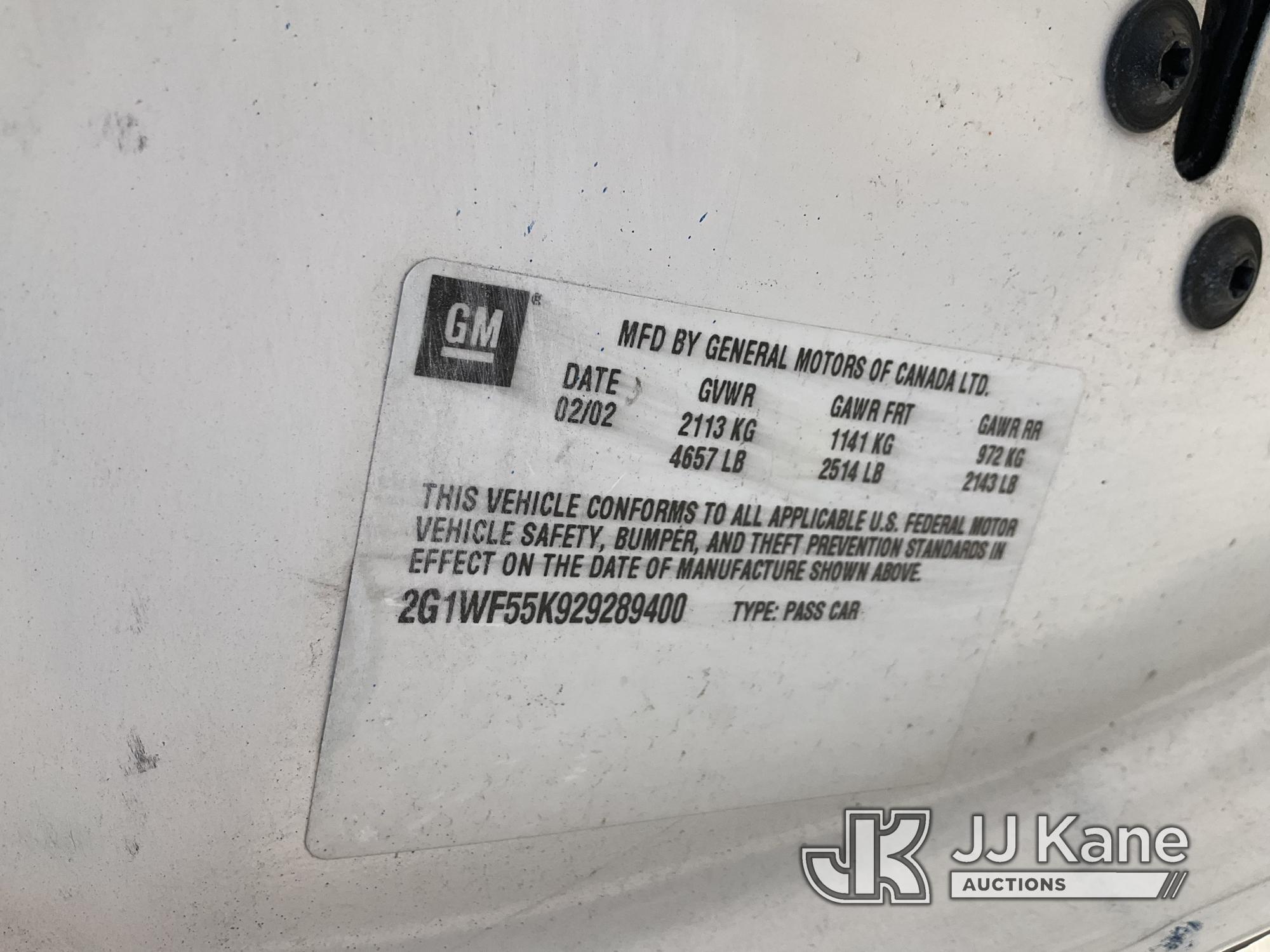 (Jurupa Valley, CA) 2002 Chevrolet Impala 4-Door Sedan Not Running, Major Oil Leak