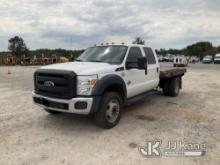 (Villa Rica, GA) 2013 Ford F550 4x4 Crew-Cab Flatbed Truck Runs & Moves) (Check Engine Light On, Bod