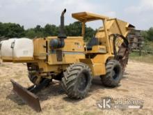 2002 Vermeer V120 Rubber Tired Earthsaw Runs Moves & Operates.) (Flat Tire, Possible Hour Meter Inop