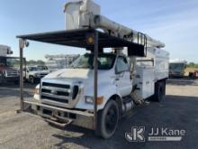 (Ashland, OH) Altec LR760E70, Over-Center Elevator Bucket mounted behind cab on 2013 Ford F750 Chipp