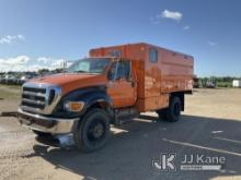 2015 Ford F650 Chipper Dump Truck Runs, Moves, PTO Not Engaging, Dump Condition Unknown, Battery Lig