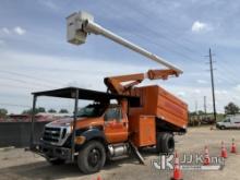 Altec LR756, Over-Center Bucket Truck mounted behind cab on 2013 Ford F750 Chipper Dump Truck Runs, 