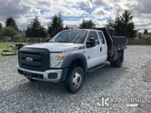 (Eatonville, WA) 2011 Ford F550 4x4 Extended-Cab Flatbed Truck Not Running, Condition Unknown, Bad M