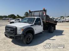 2015 Ford F450 Flatbed/Dump Truck Runs, Moves & Dump Operates) ( Check Engine Light On, Body Damage