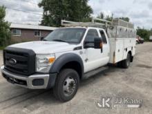 2016 Ford F550 4x4 Extended-Cab Service Truck Runs & Moves, Body Damage, Tape on Steering Wheel, Sea