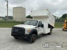 (Fort Wayne, IN) 2015 Ford F550 4x4 Chipper Dump Truck Runs & Dump Operates) (Moves Only In 4x4 Low,