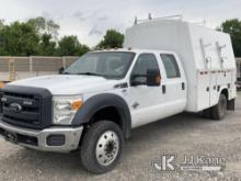 2015 Ford F550 4x4 Crew-Cab Service Truck Runs & Moves, Check Engine Light On, Body & Rust Damage, F