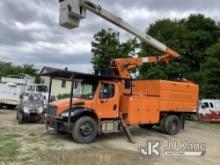 (Deposit, NY) Versalift VO270E, Over-Center Elevator Bucket Truck mounted behind cab on 2012 Freight