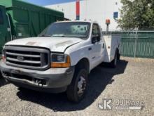 2001 Ford F450 Service Truck Not Running, Condition Unknown, Cranks, No Power, Paint/Rust Damage