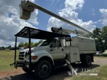 Altec LRV56, Over-Center Bucket Truck mounted behind cab on 2010 Ford F750 Chipper Dump Truck Runs, 
