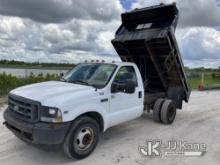 2004 Ford F350 Dump Truck Runs & Moves, Body Damage & Rust, Interior Damage) (FL Residents Purchasin