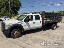 2013 Ford F450 4x4 Crew-Cab Flatbed Truck Runs, Moves, Paint Damage On Doors, Rust Damage
