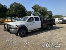 2011 RAM 5500 4x4 Crew-Cab Flatbed Truck Duke Unit) (Runs, Moves & Crane Operates) (Check Engine Lig