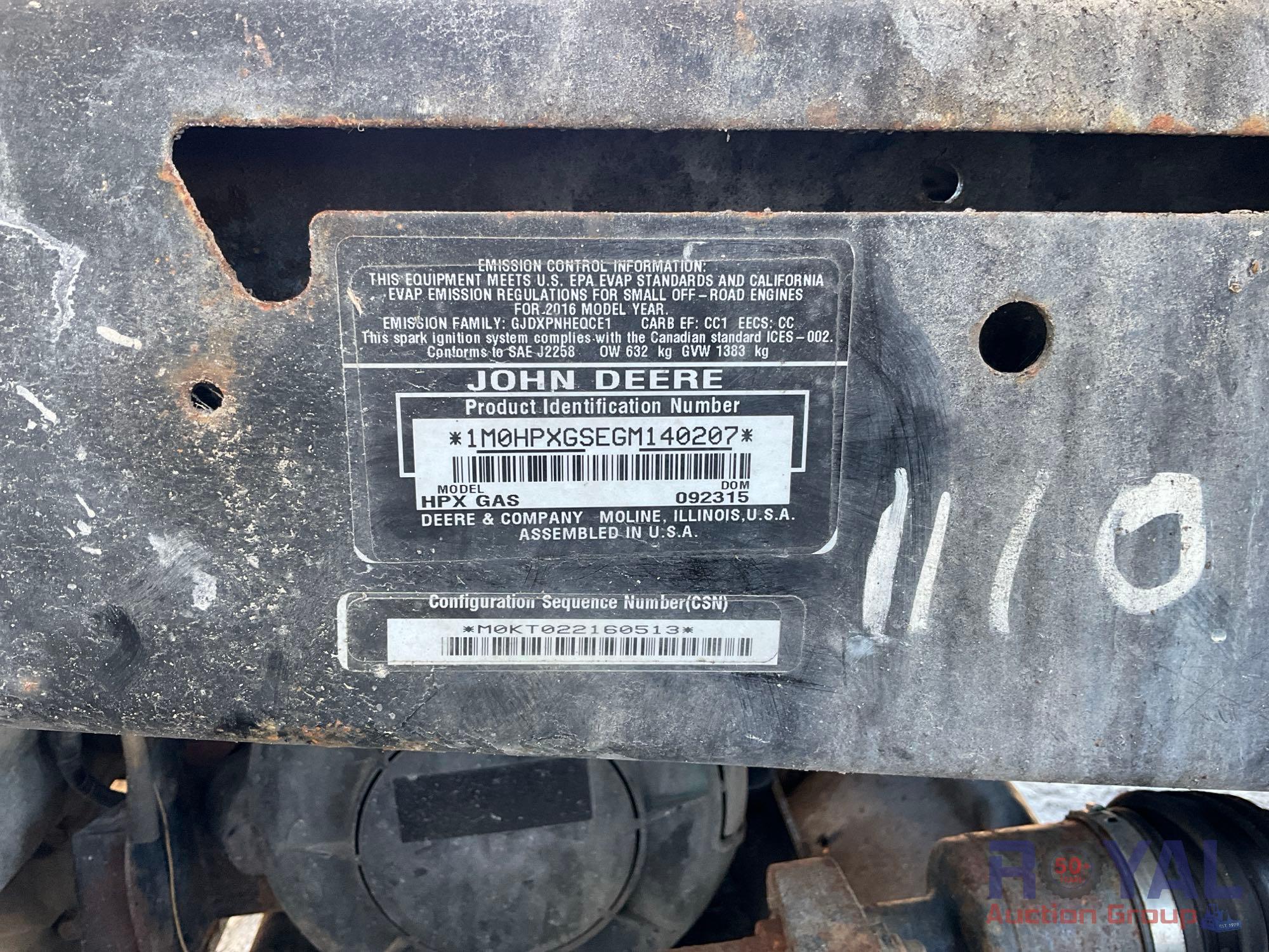 2016 John Deere Gator HPX Gas 4x4 Utility Cart