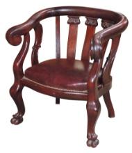 Furniture, Empire Revival Mahogany Armchair w/scrolled arm terminals & claw