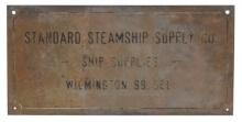 Nautical Steamship Sign, etched brass for Standard Steamship Supply Co.-Wil