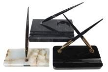 5 Sheaffer Fountain Pens & Desk Sets, Mostly White Dot, A Dbl Blk Onyx Stan