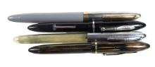 4 Sheaffer Fountain Pens, A Clear Barreled Stamped "demonstrator", A Brown/