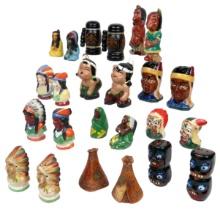Salt & Pepper Shakers (12 Sets) Native American, Souvenir Atlanta Ga, Unmar