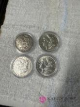 set of four early silver dollars