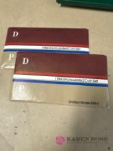 two 1984 uncirculated coin sets