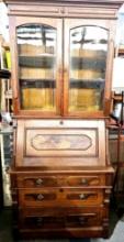 Victorian style drop front secretary desk with key