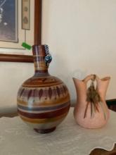 2 Indian pottery vases