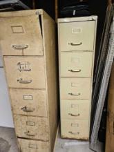 2 File cabinets on carts with contents