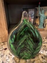 6 in handblown Teardrop Paperweight Signed