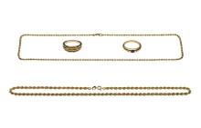 18k and 14k Yellow Gold Necklace and Ring Assortment