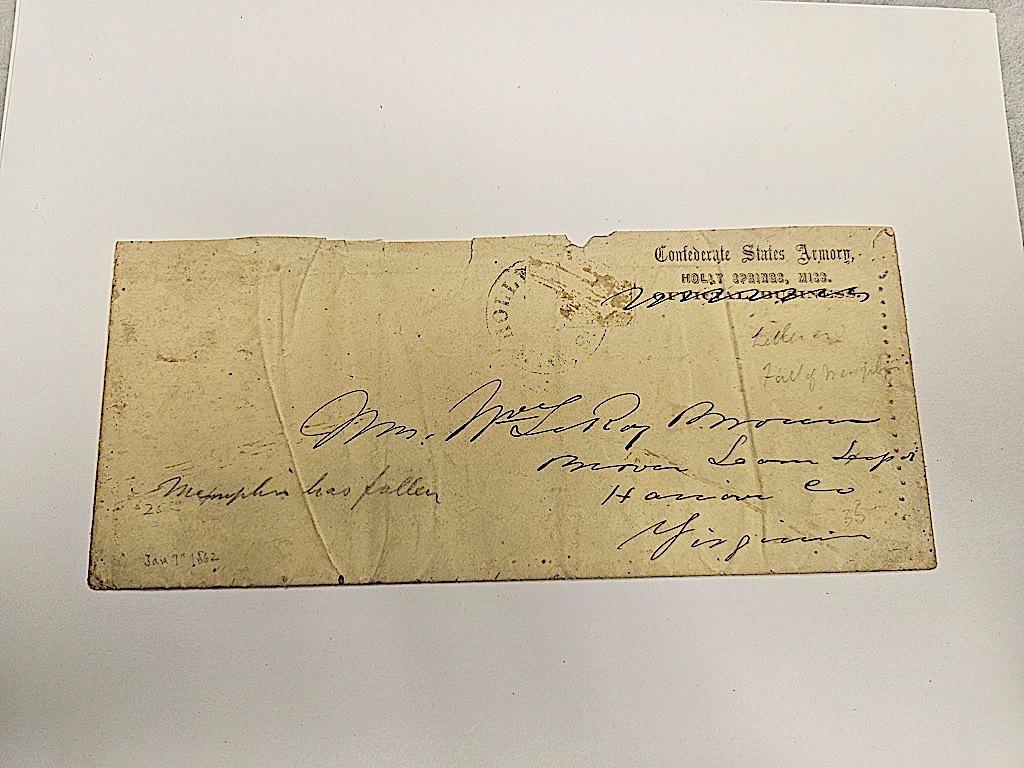 CIVIL WAR ERA 'CONFEDERATE STATES ARMORY 'OFFICIAL BUSINESS' ENVELOPE - WRI