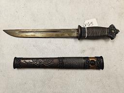 ORIENTAL STYLE KNIFE WITH METAL SHEATH