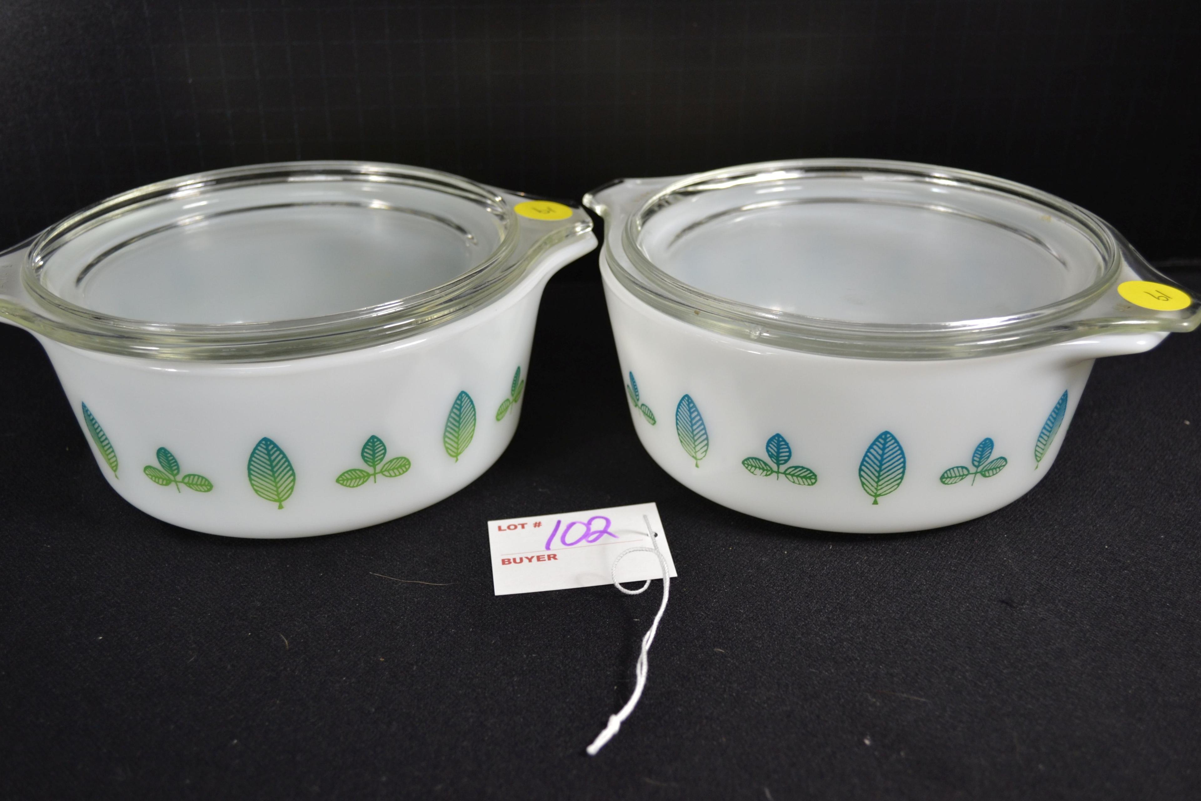 Pyrex Cinderella Twin Server Set  No. 472 including Two Round Casseroles w/Lids; Mfg. 1959