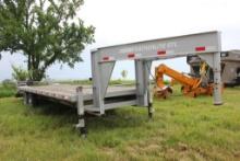 Featherlite STL Flat Bed Trailer, 20', 4' Dove Tail, Fold Over Flat Ramps, Dual Jack, 235 85 R16 Sin
