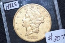 1882-S Liberty Head Twenty Dollar Gold Piece; AU