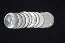 10 - Kennedy 40% Silver Half Dollars; 10xBid