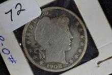 1908-O Barber Half Dollar; AG