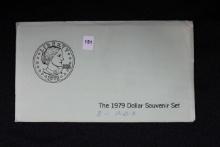1979 Susan B. Anthony Dollar Souvenir Set including P, D, and S