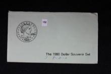 1980 Susan B. Anthony Dollar Souvenir Set including P, D, and S