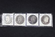 Group of 4 Eisenhower Clad Proof Dollars 1973-S, 1974-S, 1977-S, and 1978-S