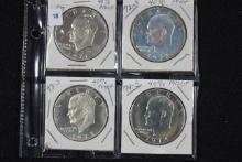 4 - Eisenhower 40% Silver Proof Dollars including 1971-S, 1972-S, 1973-S, and 1974-S; 4xBid