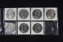 7 - Eisenhower Dollars including 1971-D, 1972-D, 1973-D, 1974-D, 1976, 1977, and 1978; Unc.; 4xBid