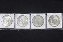 4 - Eisenhower 40% Silver Dollars including 1971-S, 1972-S, 1973-S, and 1974-S; BU; 4xBid