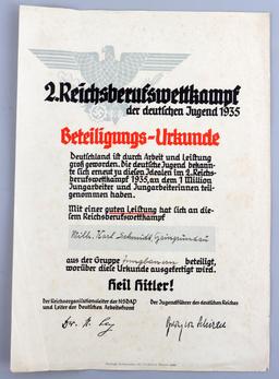 WWII GERMAN DOCUMENT LOT DACHAU ALLACH HITLER HJ