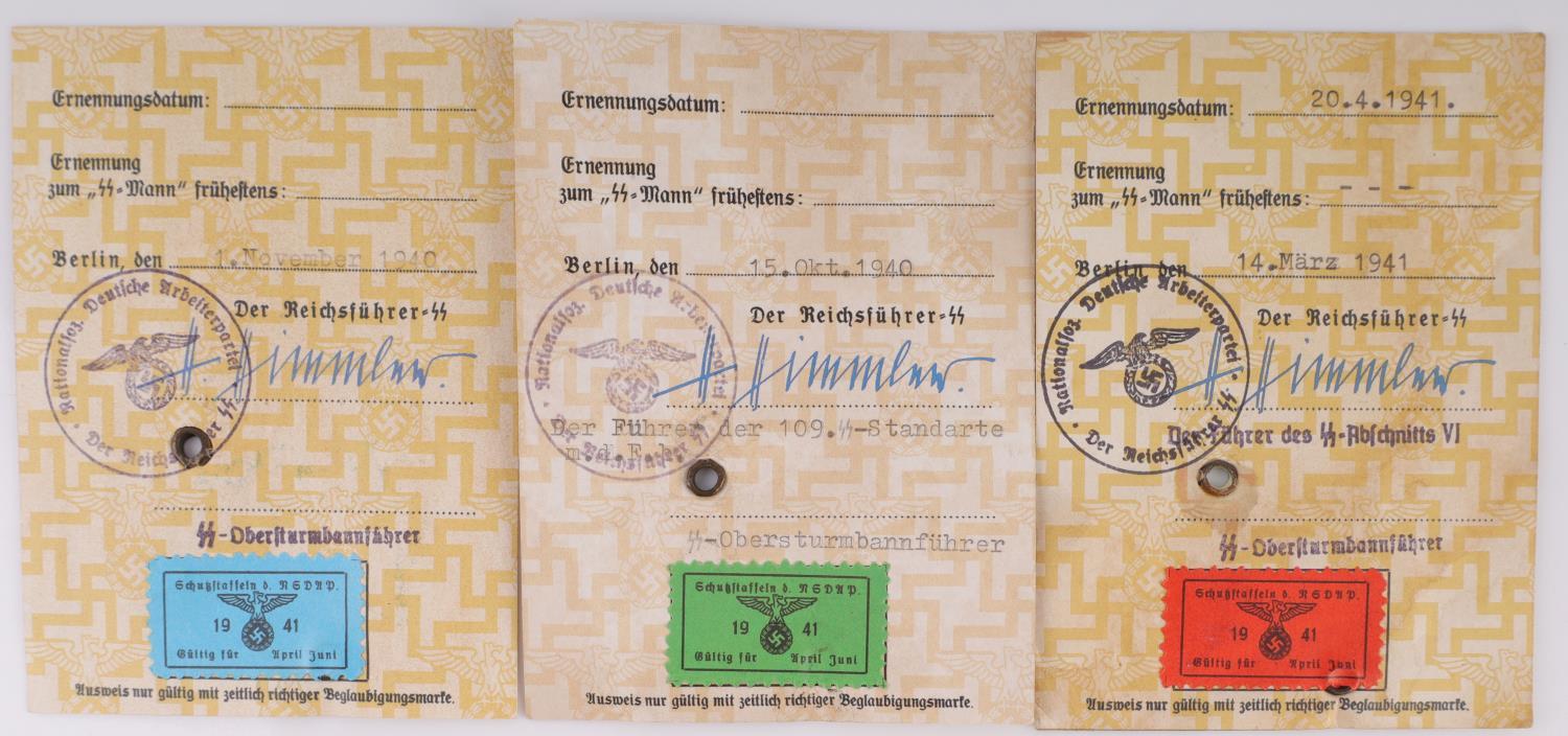 LOT OF 3 WWII GERMAN AUSWEIS IDENTIFICATION CARDS