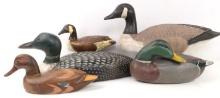 HHB HENRY BREWER CARVED WOODEN DUCK DECOY LOT 5