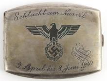 WWII GERMAN REICH 3RD MOUNTAIN DIV CIGARETTE CASE