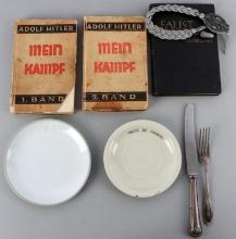 8 WWII GERMAN REICH MEIN KAMPF & DINNERWARE LOT
